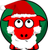 Sheep Red And Green Looking Up At Santa Hat Beard X Image